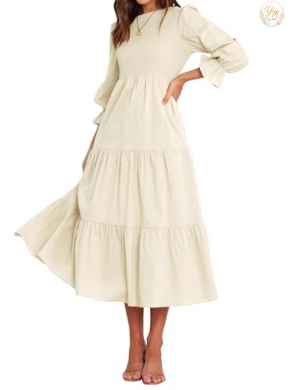 Women's Maxi Dress Long Sleeve Bohemian Floral Boho Tiered